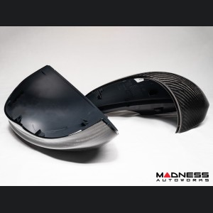 Alfa Romeo Giulia Mirror Covers - Carbon Fiber - Full Replacements - Feroce Carbon - w/ Factory Clips 